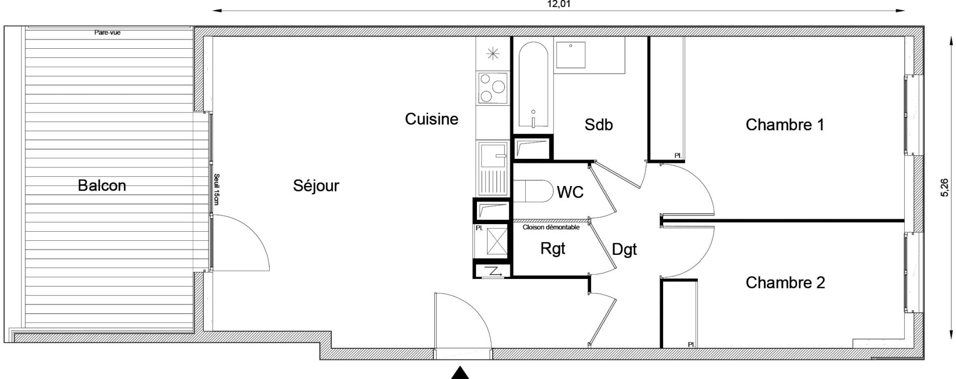 Appartement T3 de 62,42 m2 &agrave; Louvres Frais lieux