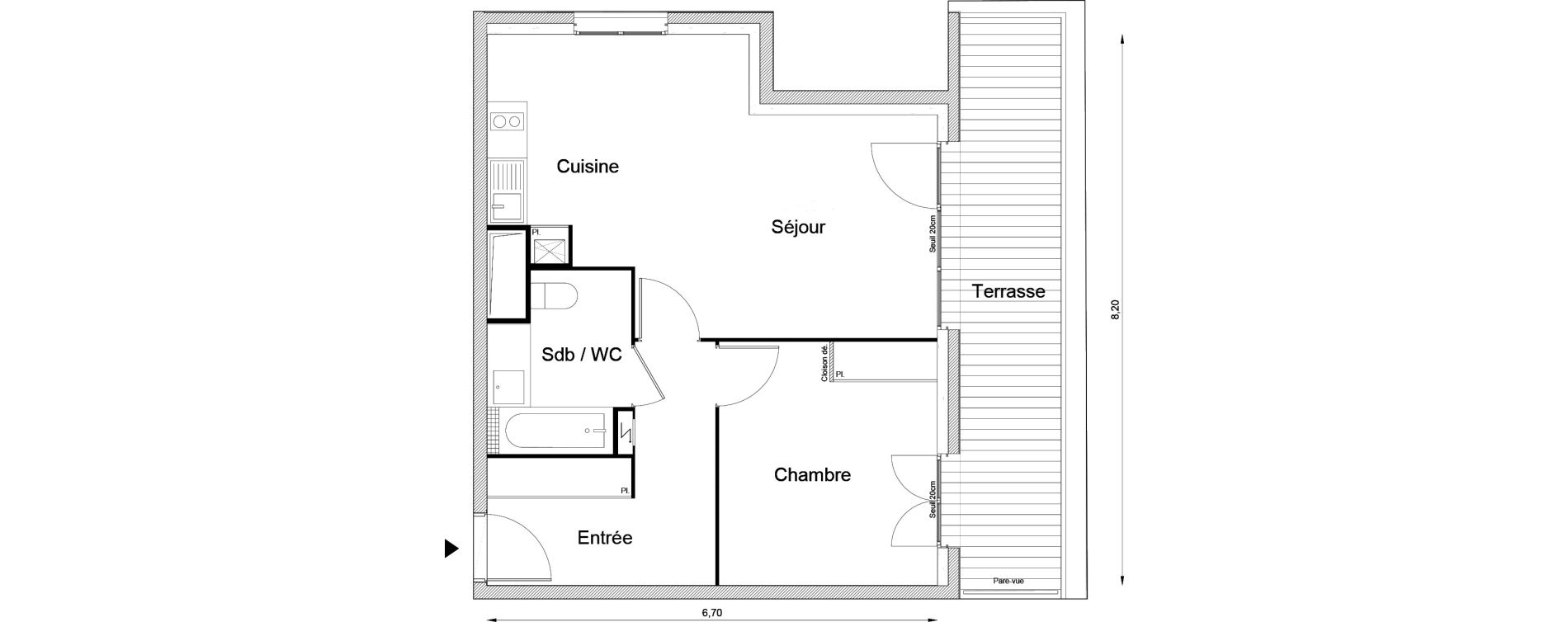 Appartement T2 de 49,78 m2 &agrave; Louvres Frais lieux