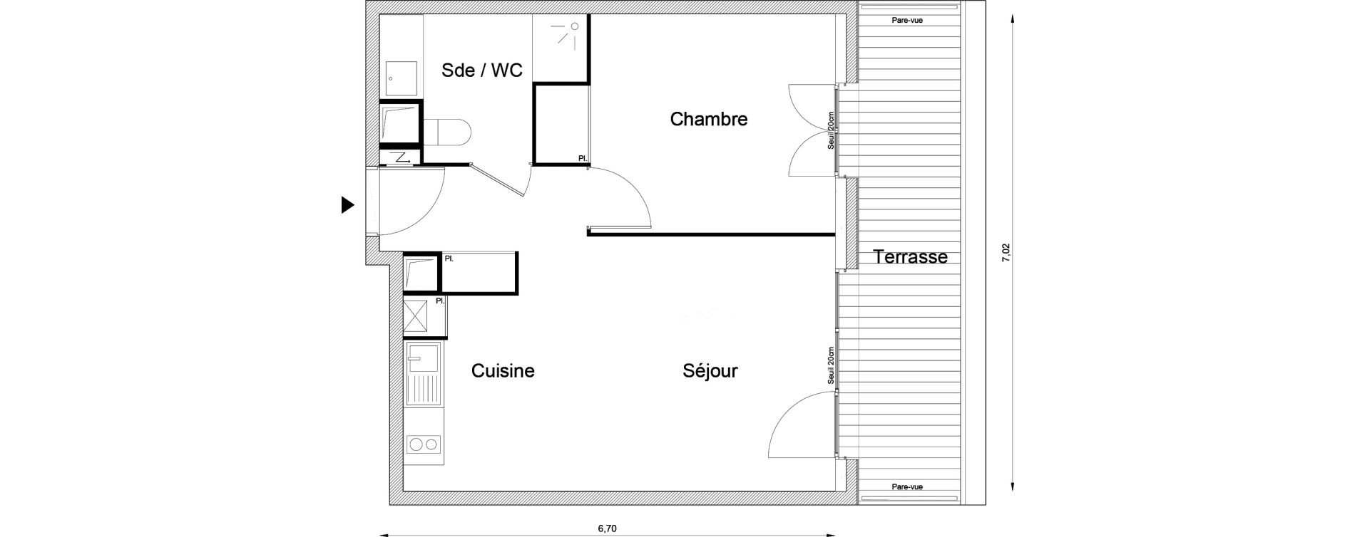 Appartement T2 de 44,31 m2 &agrave; Louvres Frais lieux