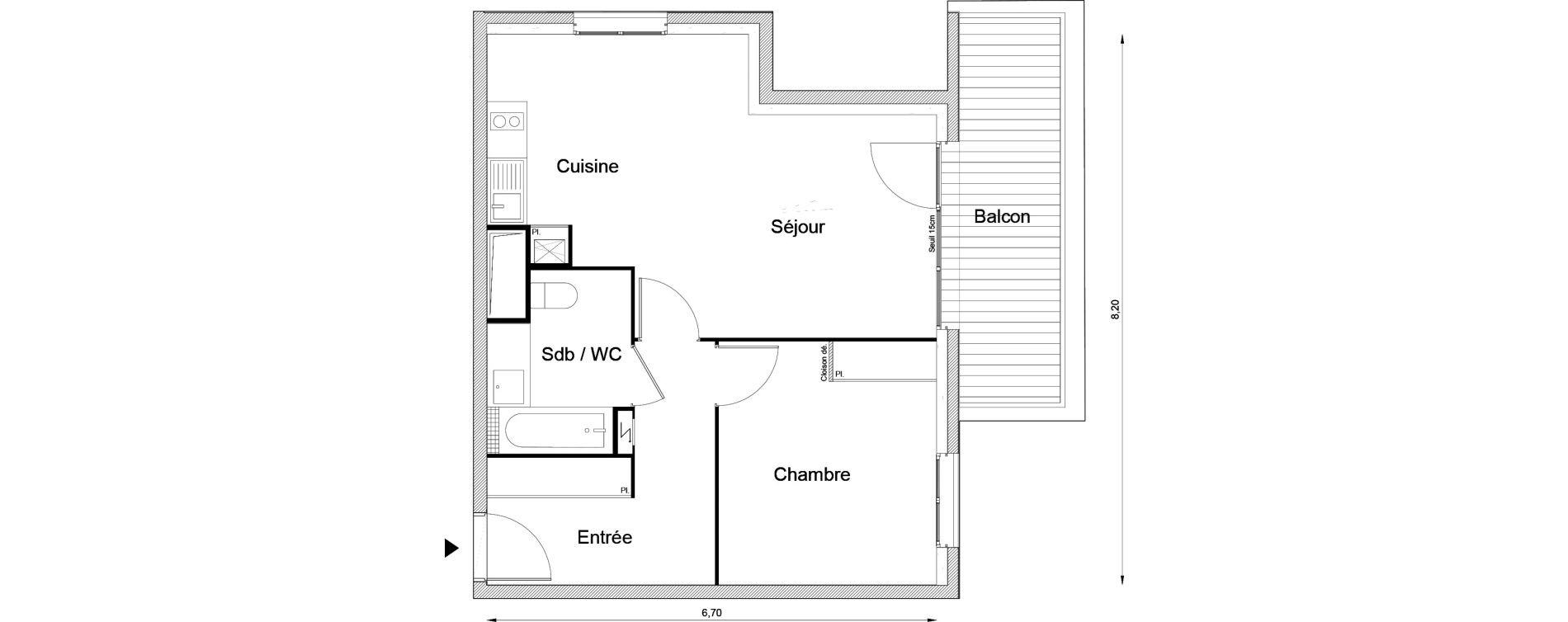 Appartement T2 de 49,78 m2 &agrave; Louvres Frais lieux