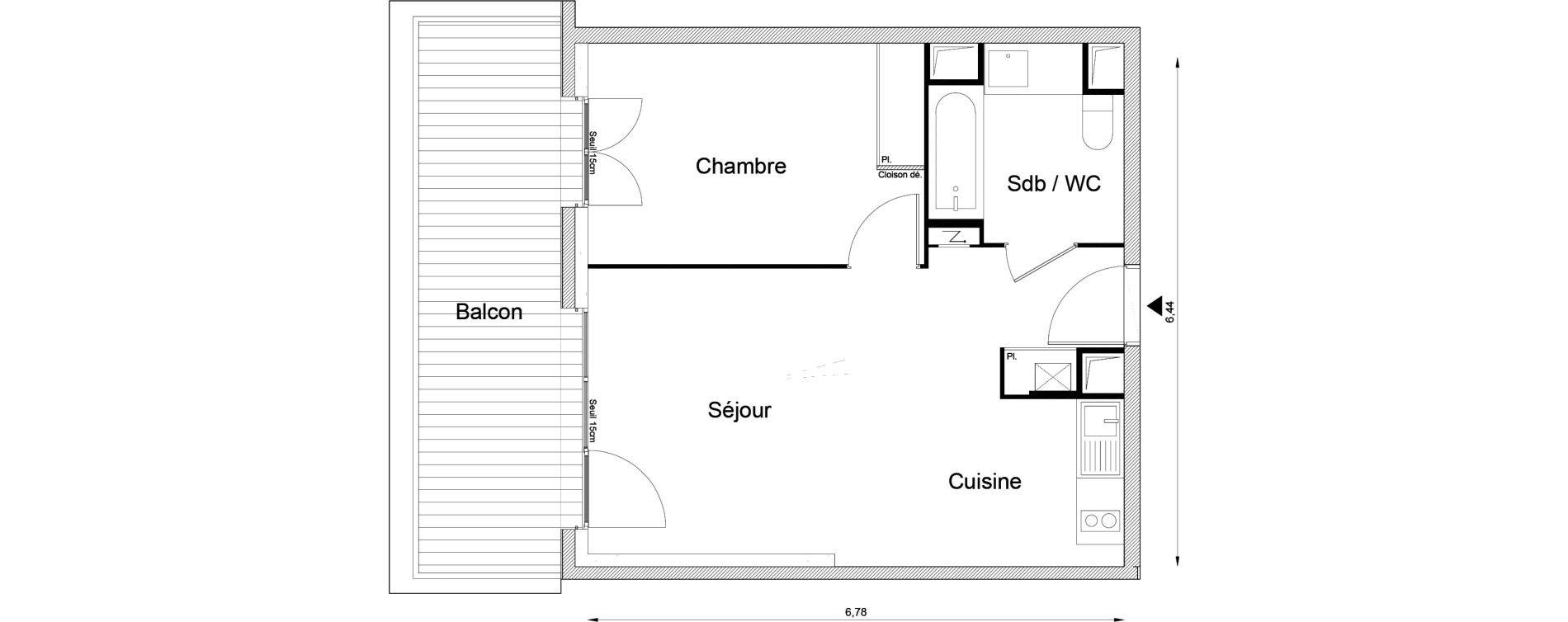 Appartement T2 de 42,60 m2 &agrave; Louvres Frais lieux