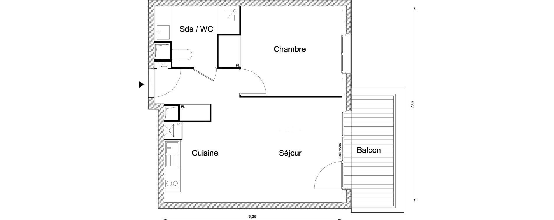 Appartement T2 de 44,31 m2 &agrave; Louvres Frais lieux