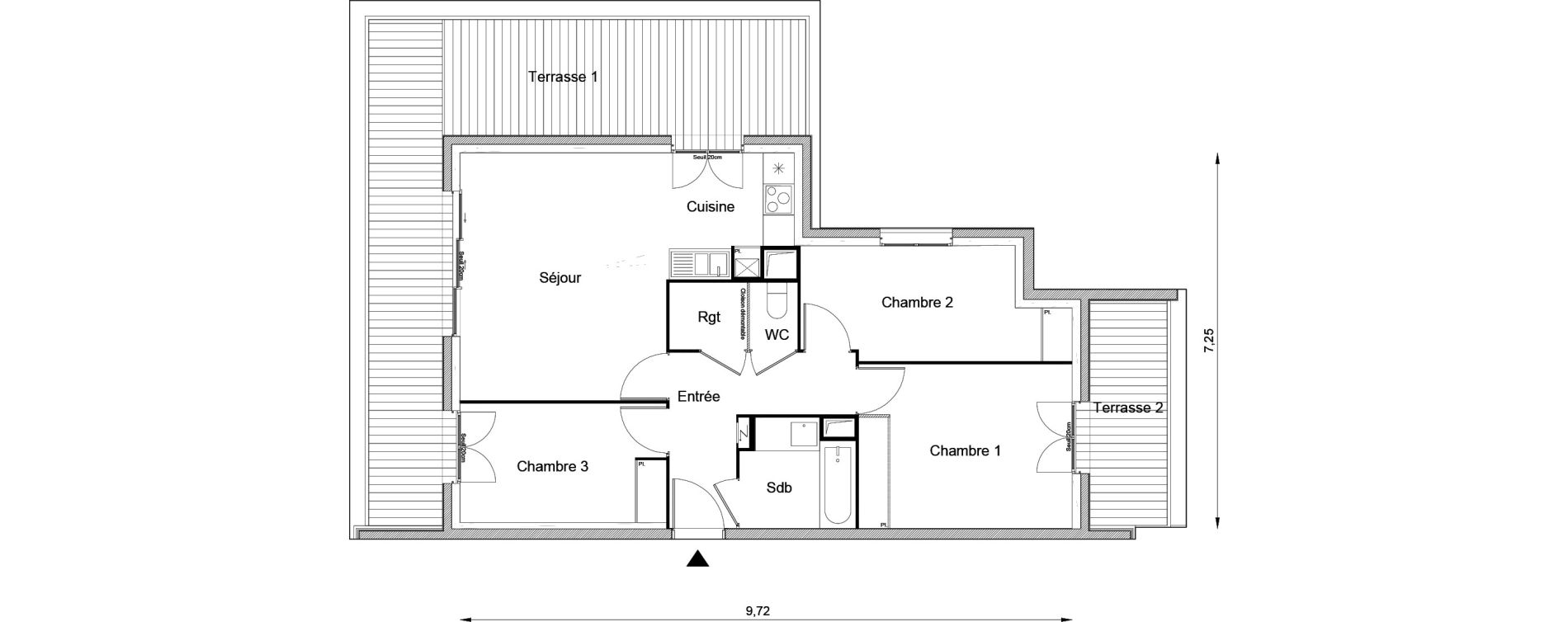 Appartement T4 de 72,18 m2 &agrave; Louvres Frais lieux