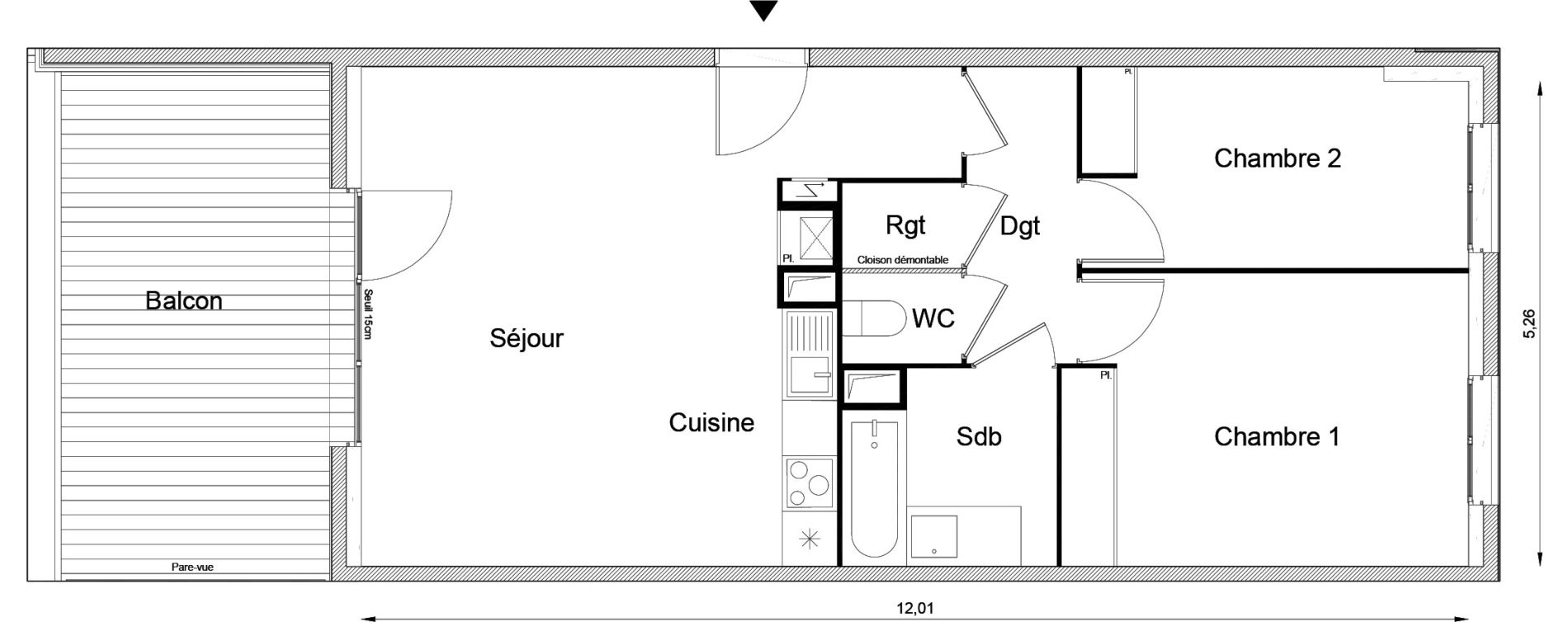 Appartement T3 de 63,03 m2 &agrave; Louvres Frais lieux