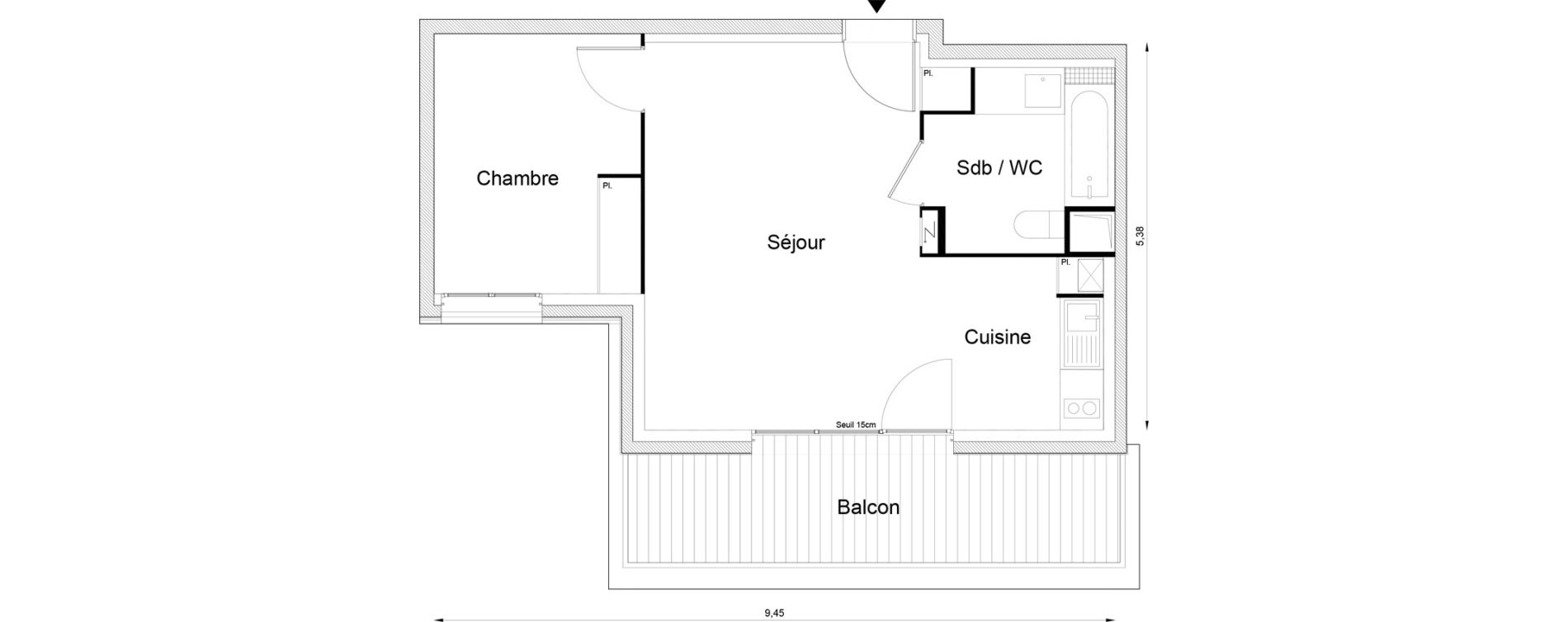 Appartement T2 de 43,32 m2 &agrave; Louvres Frais lieux