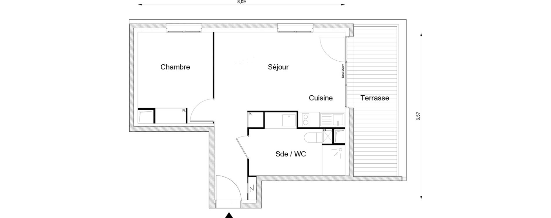 Appartement T2 de 39,56 m2 &agrave; Louvres Frais lieux