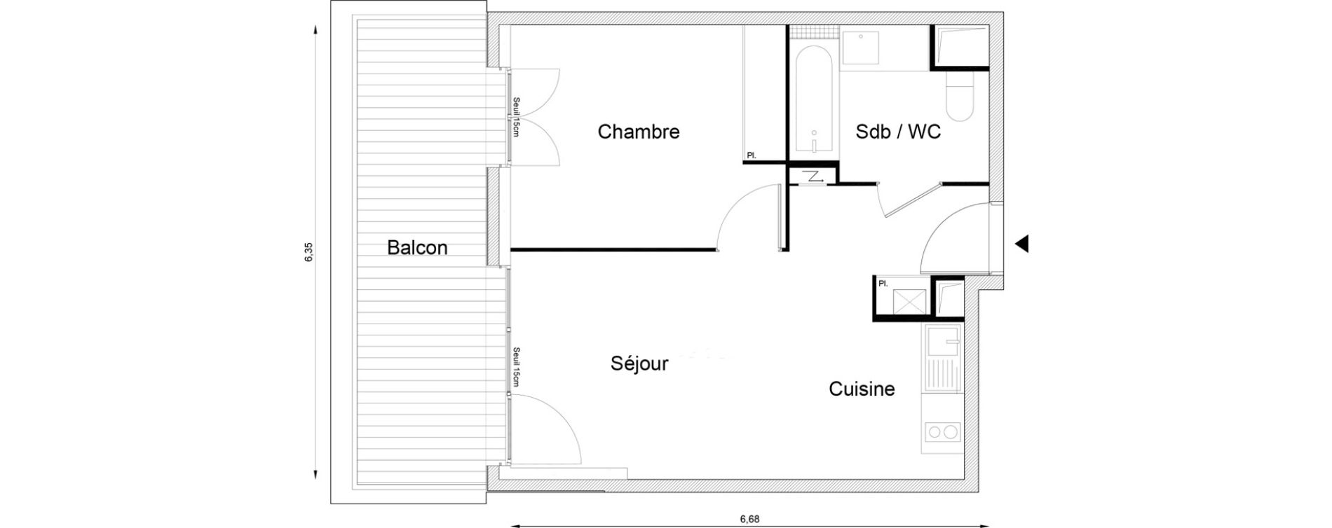 Appartement T2 de 39,66 m2 &agrave; Louvres Frais lieux
