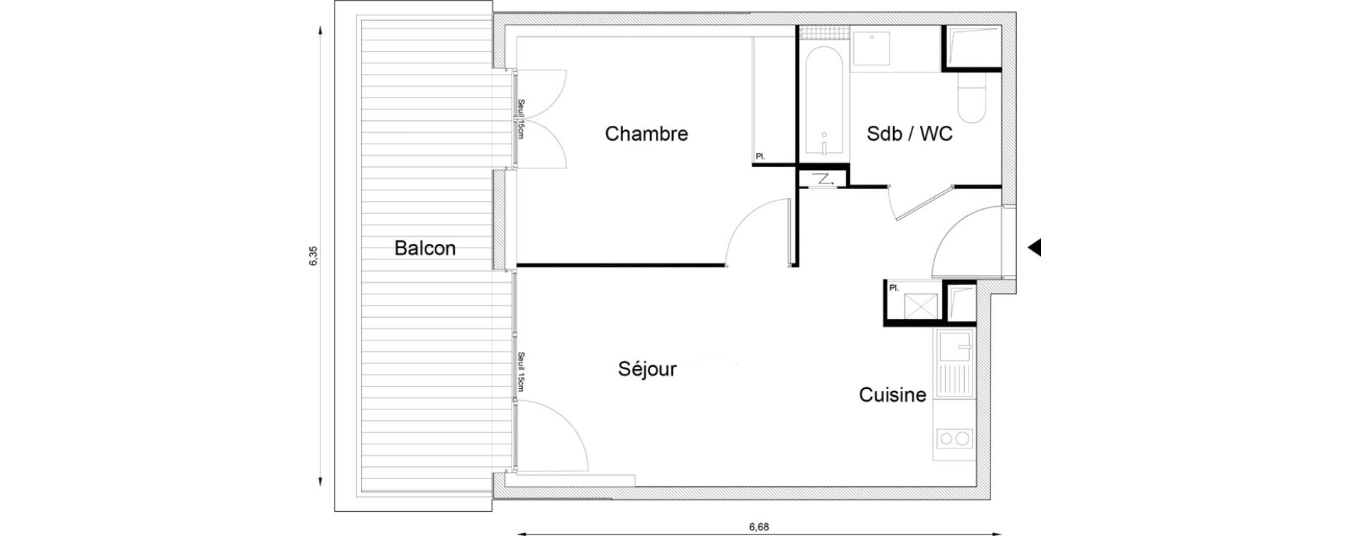 Appartement T2 de 39,04 m2 &agrave; Louvres Frais lieux