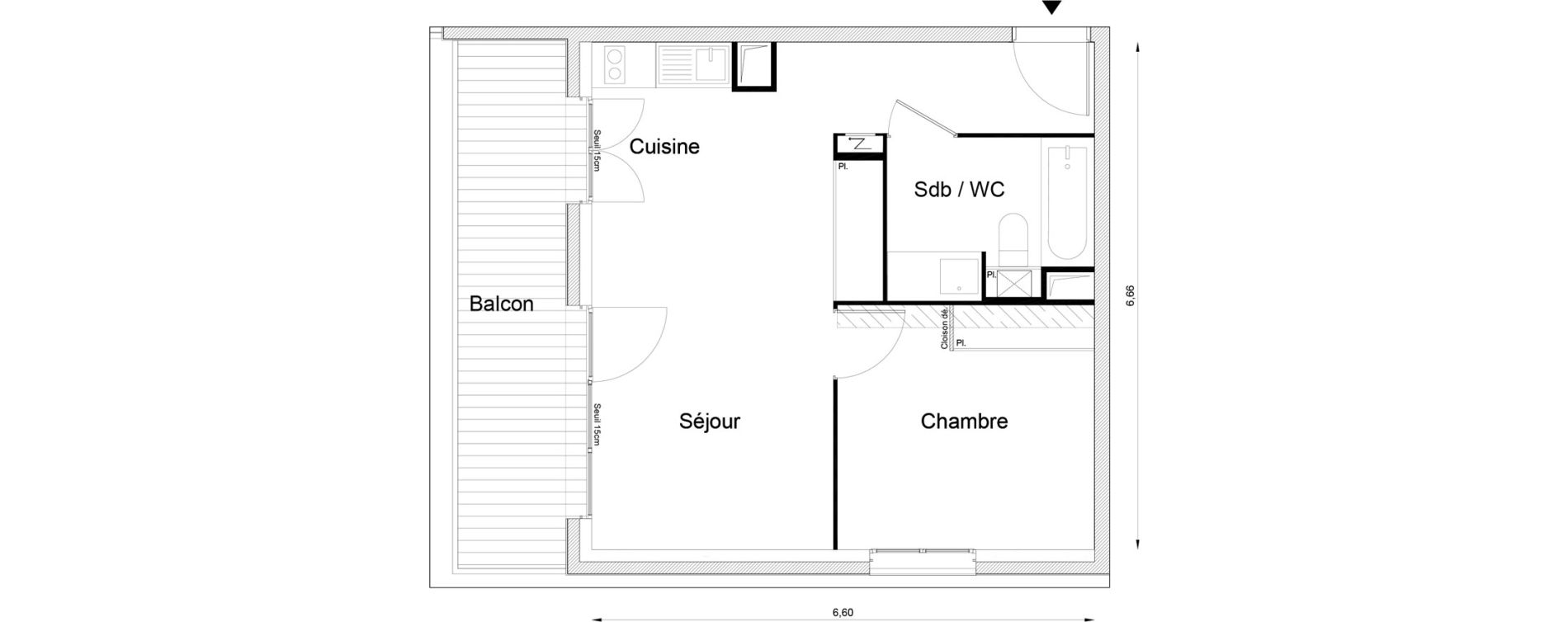 Appartement T2 de 42,52 m2 &agrave; Louvres Frais lieux