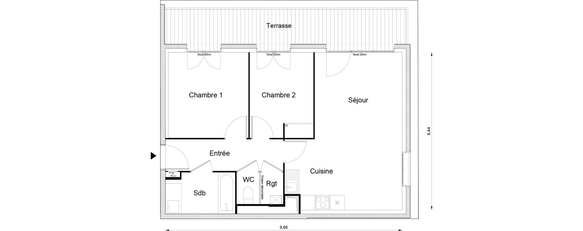Appartement T3 de 60,10 m2 &agrave; Louvres Frais lieux