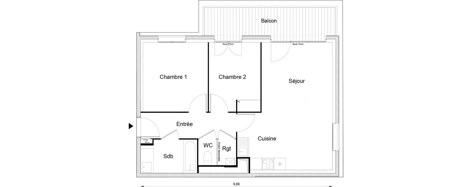 Appartement T3 de 60,10 m2 &agrave; Louvres Frais lieux