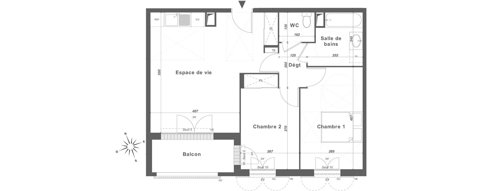 Appartement T3 de 60,67 m2 &agrave; Louvres Centre