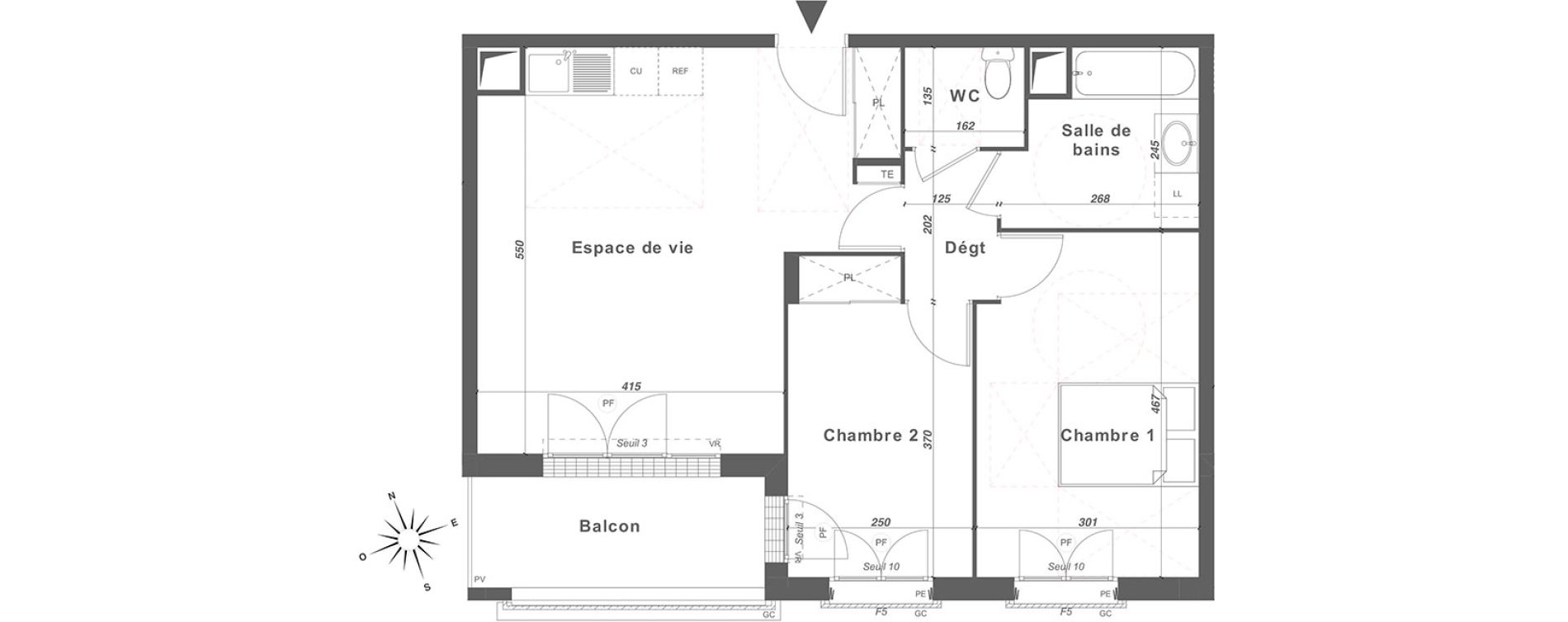 Appartement T3 de 60,81 m2 &agrave; Louvres Centre