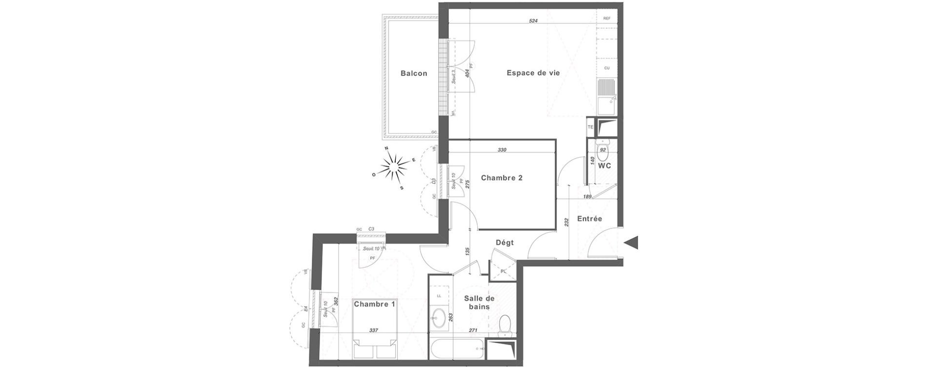 Appartement T3 de 59,44 m2 &agrave; Louvres Centre