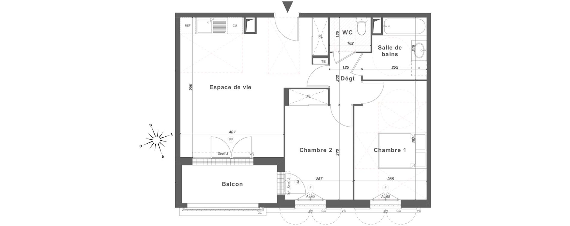 Appartement T3 de 60,67 m2 &agrave; Louvres Centre