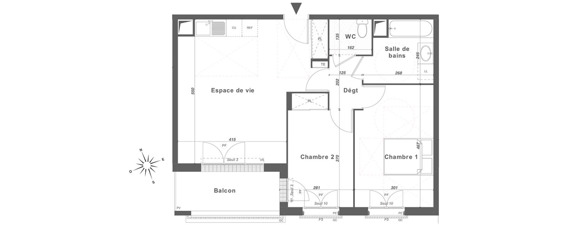 Appartement T3 de 60,81 m2 &agrave; Louvres Centre