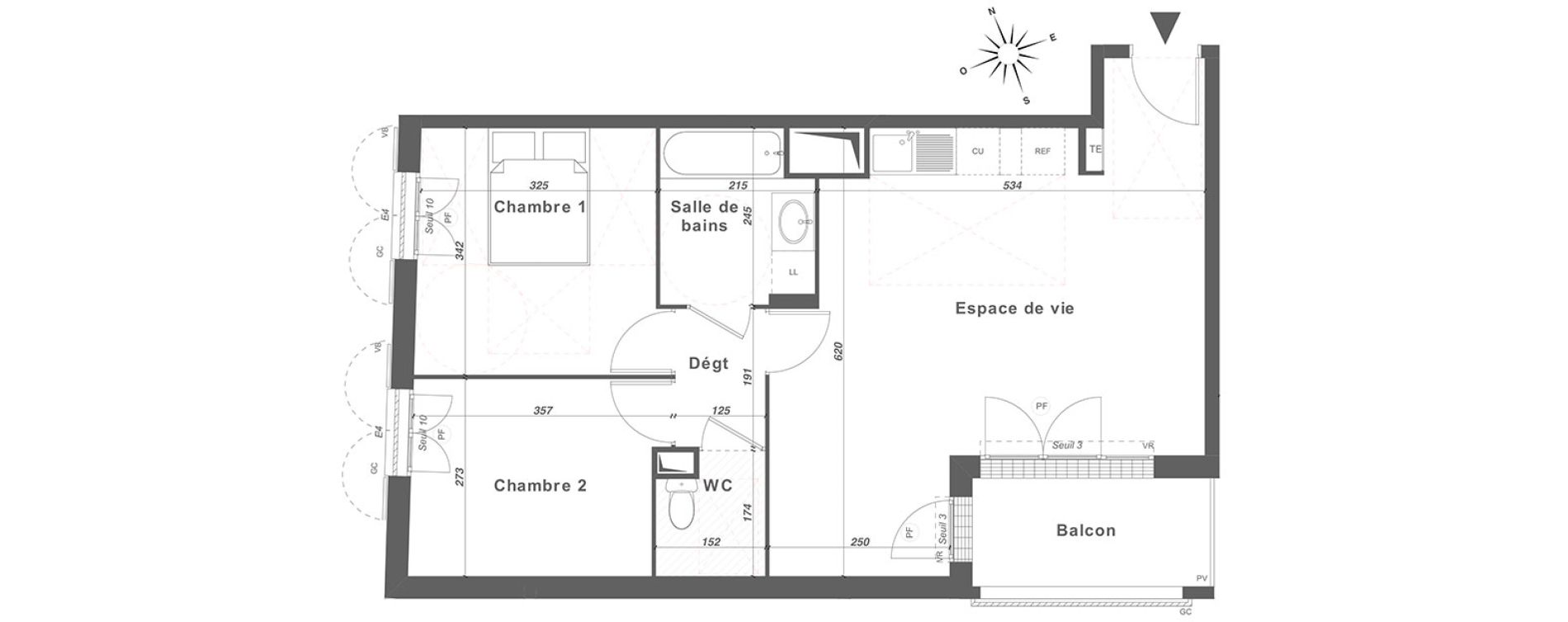 Appartement T3 de 60,97 m2 &agrave; Louvres Centre