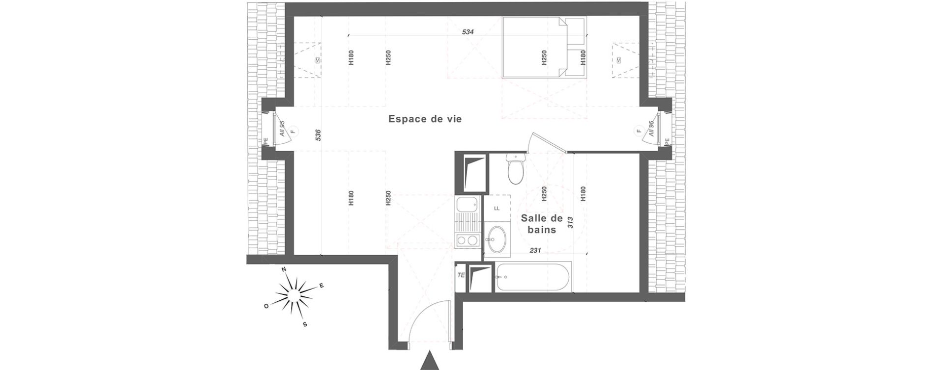 Appartement T1 de 35,20 m2 &agrave; Louvres Centre