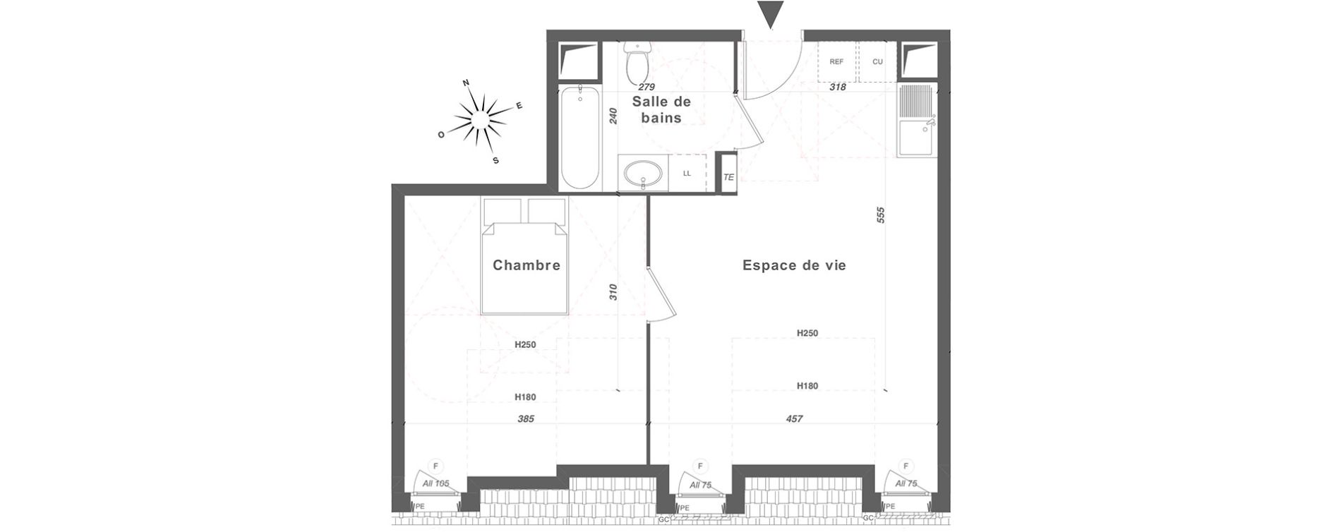 Appartement T2 de 44,62 m2 &agrave; Louvres Centre