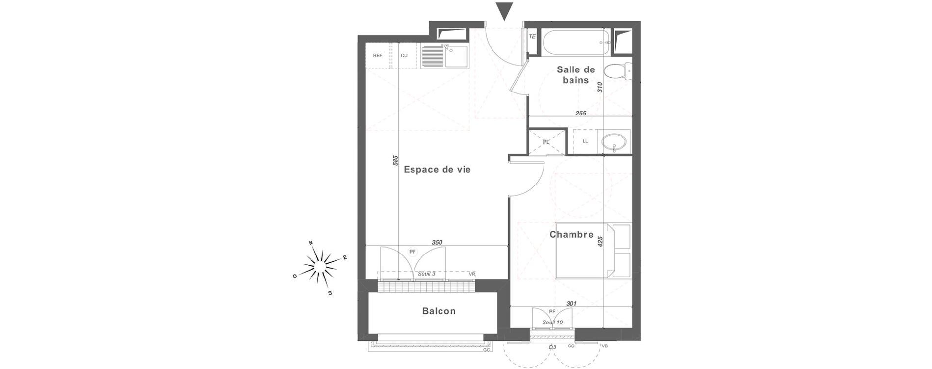 Appartement T2 de 42,31 m2 &agrave; Louvres Centre