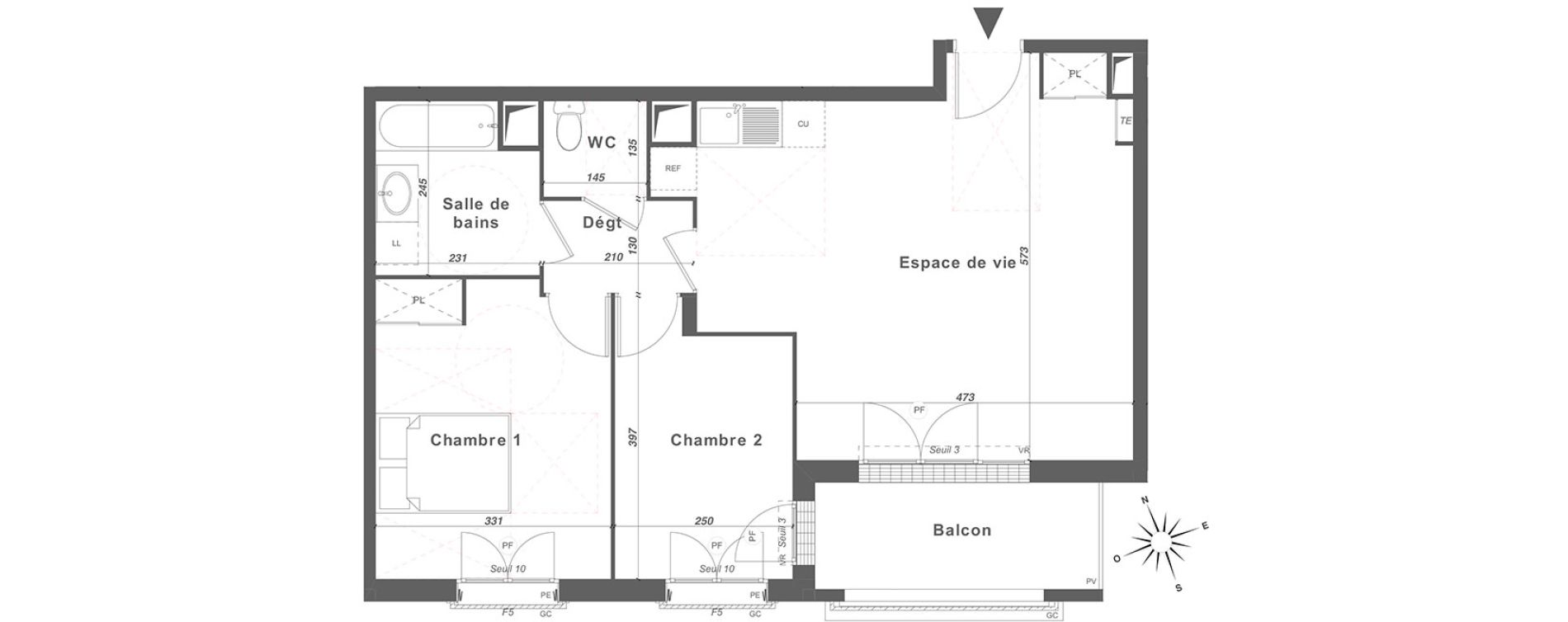 Appartement T3 de 62,92 m2 &agrave; Louvres Centre