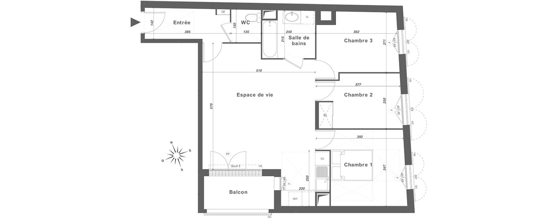 Appartement T4 de 74,69 m2 &agrave; Louvres Centre
