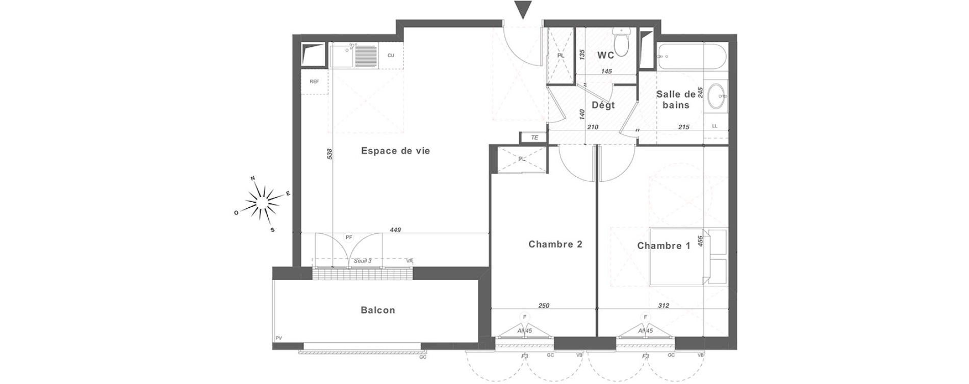 Appartement T3 de 64,26 m2 &agrave; Louvres Centre