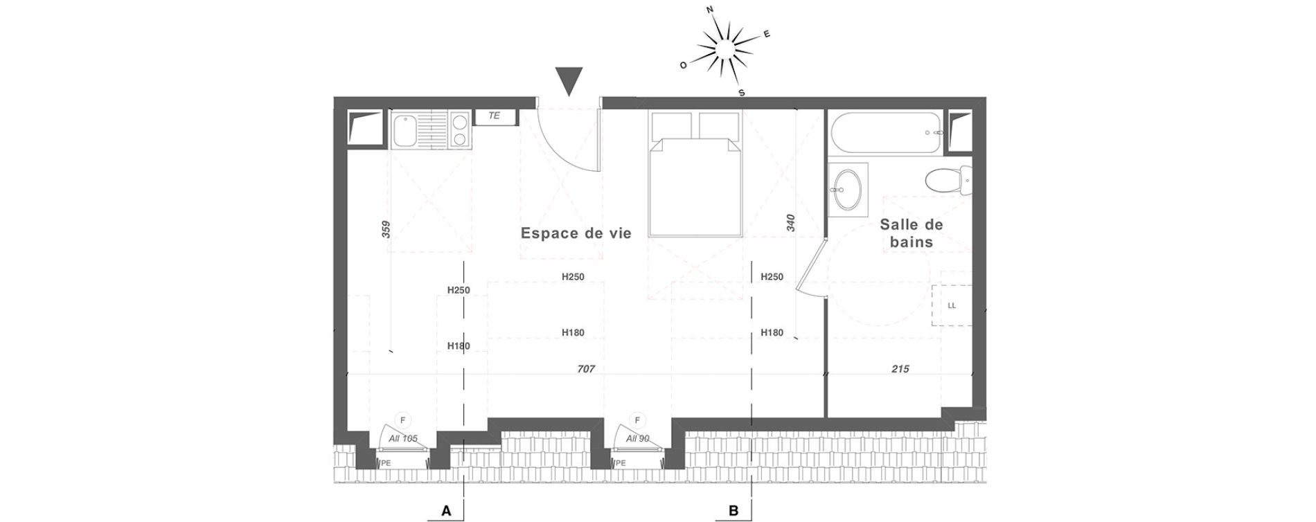 Appartement T1 de 33,88 m2 à Louvres Centre