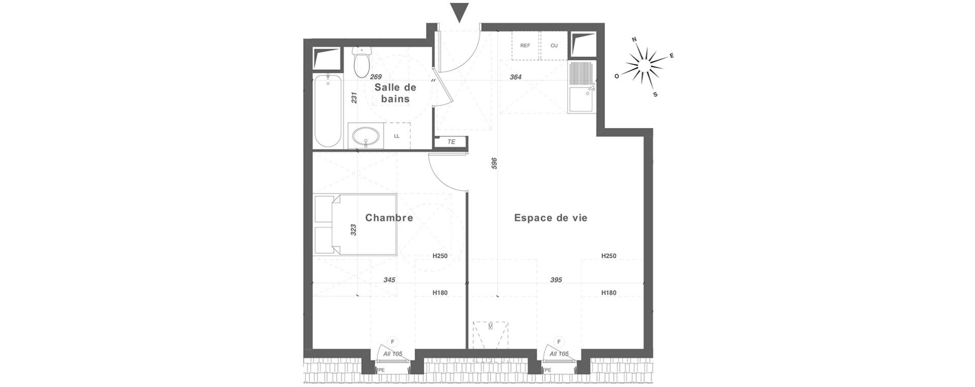 Appartement T2 de 42,29 m2 &agrave; Louvres Centre