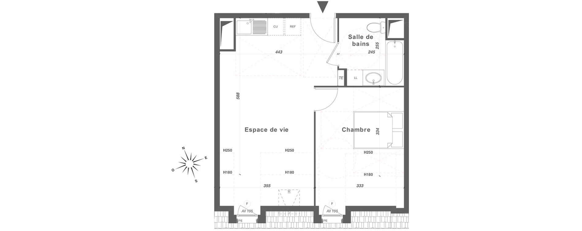 Appartement T2 de 41,87 m2 &agrave; Louvres Centre