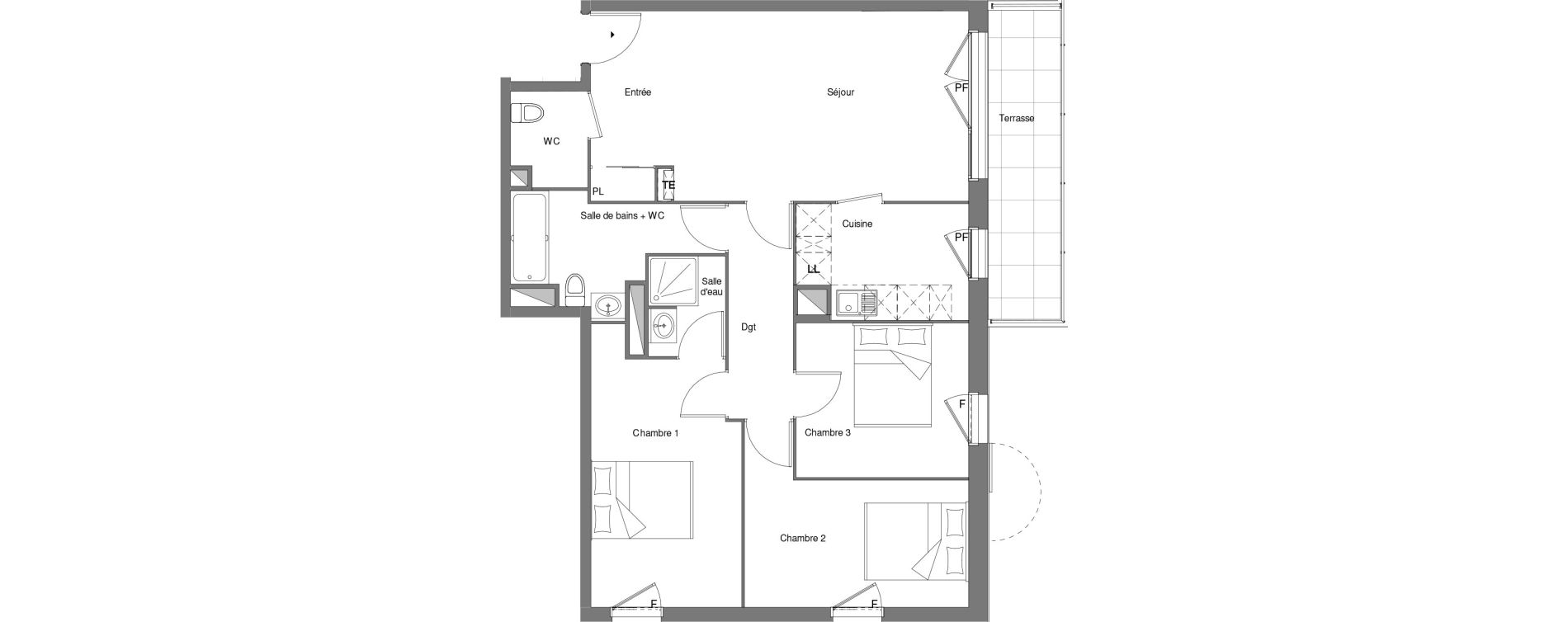 Appartement T4 de 78,50 m2 &agrave; Louvres Frais lieux