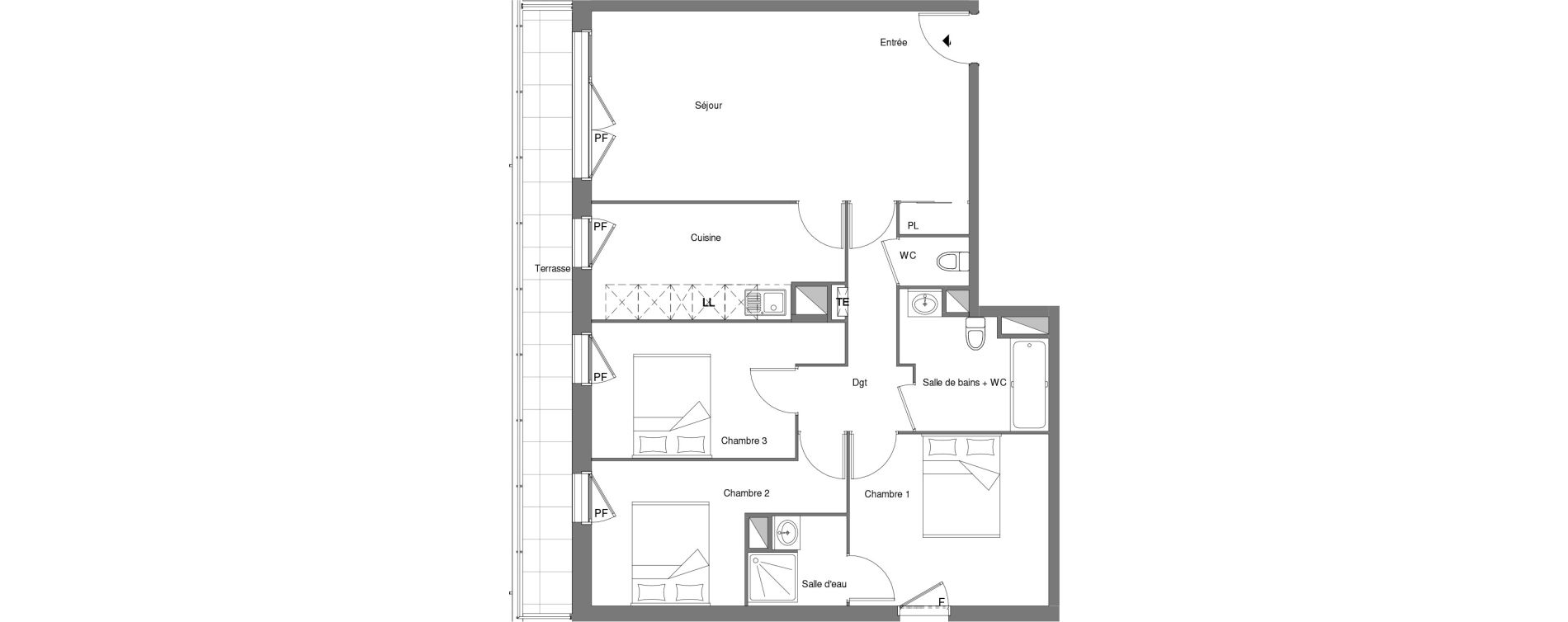 Appartement T4 de 80,50 m2 &agrave; Louvres Frais lieux