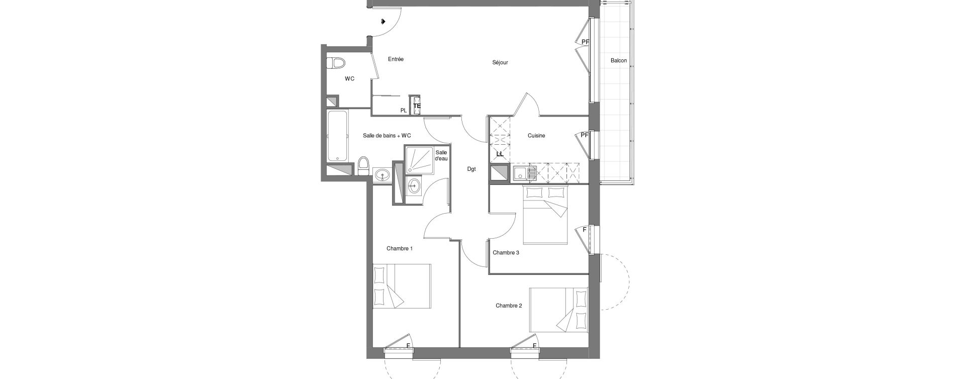 Appartement T4 de 78,50 m2 &agrave; Louvres Frais lieux