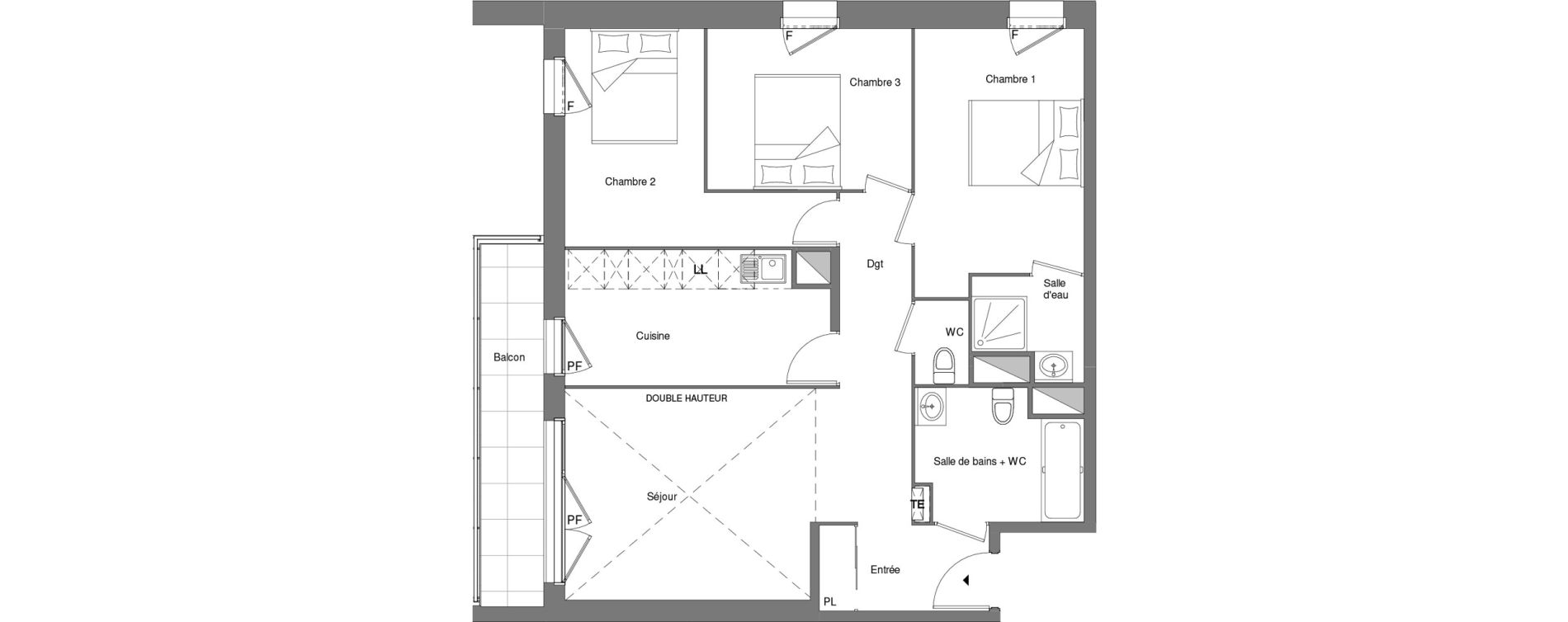 Appartement T4 de 77,50 m2 &agrave; Louvres Frais lieux