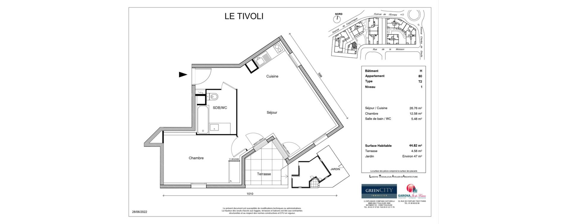 Appartement T2 de 44,82 m2 &agrave; Louvres Gare