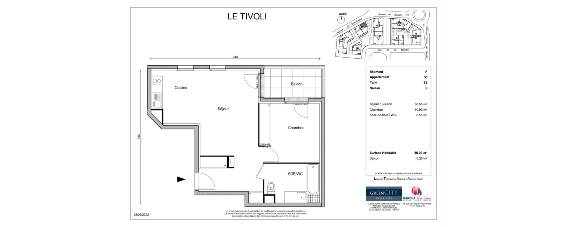 Appartement T2 de 48,03 m2 &agrave; Louvres Gare