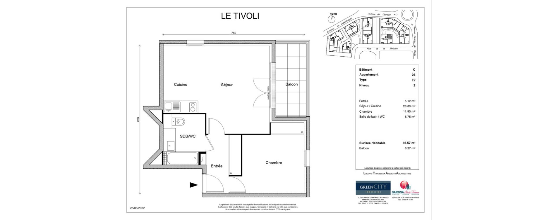 Appartement T2 de 46,57 m2 &agrave; Louvres Gare