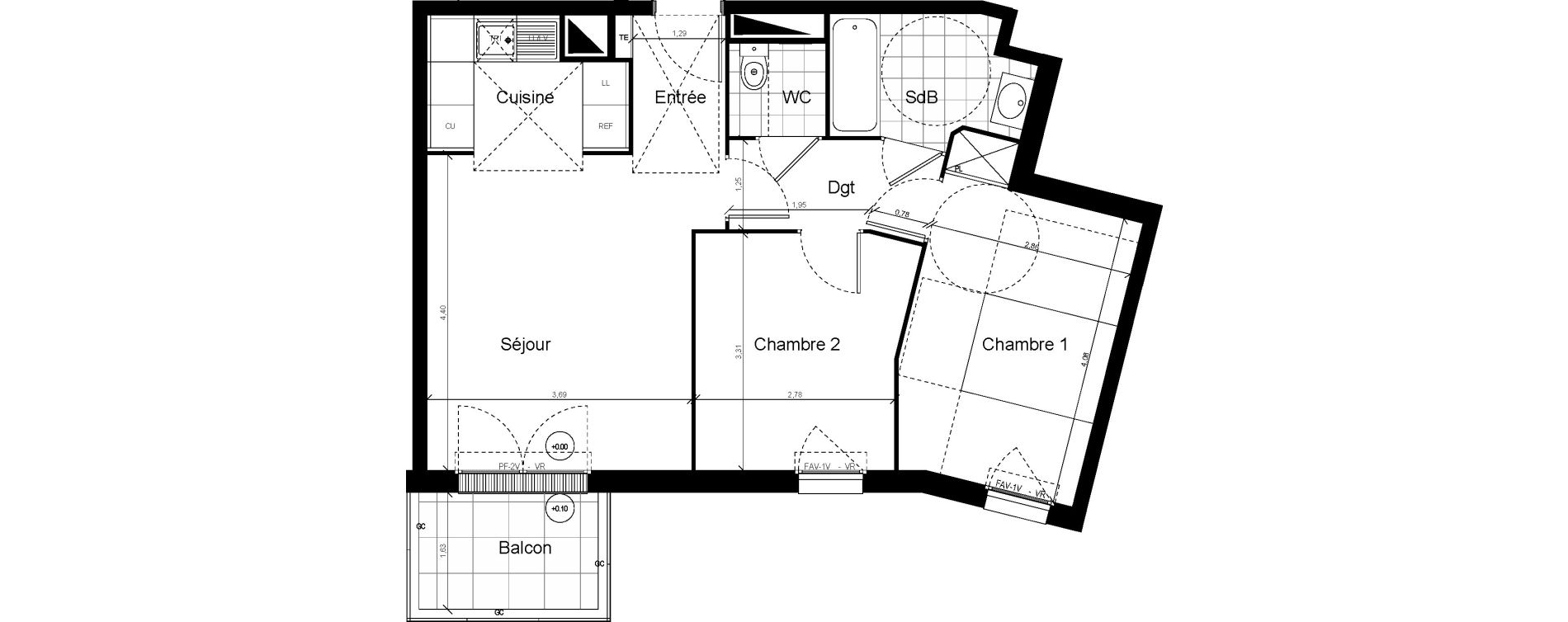 Appartement T3 de 55,49 m2 &agrave; Louvres Frais lieux