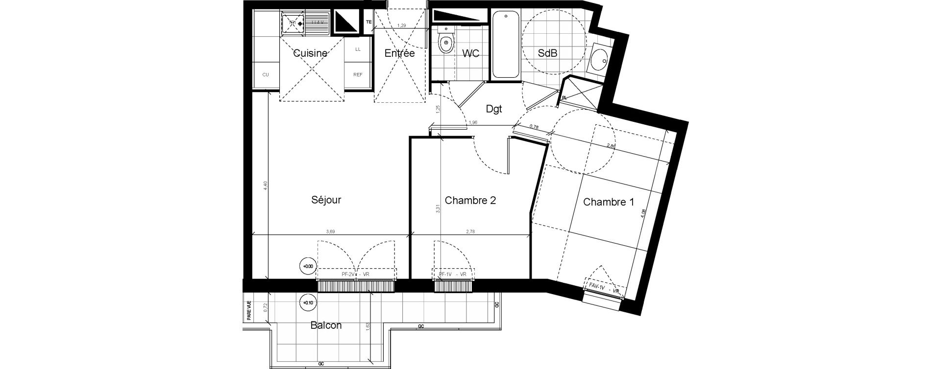 Appartement T3 de 55,49 m2 &agrave; Louvres Frais lieux