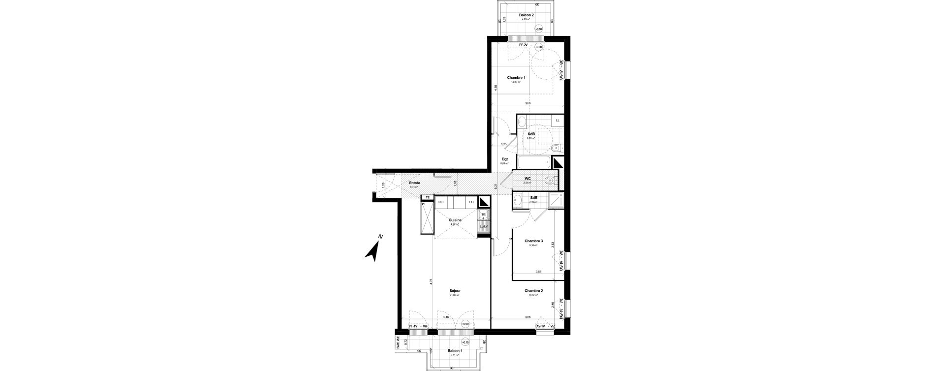 Appartement T4 de 86,13 m2 &agrave; Louvres Frais lieux