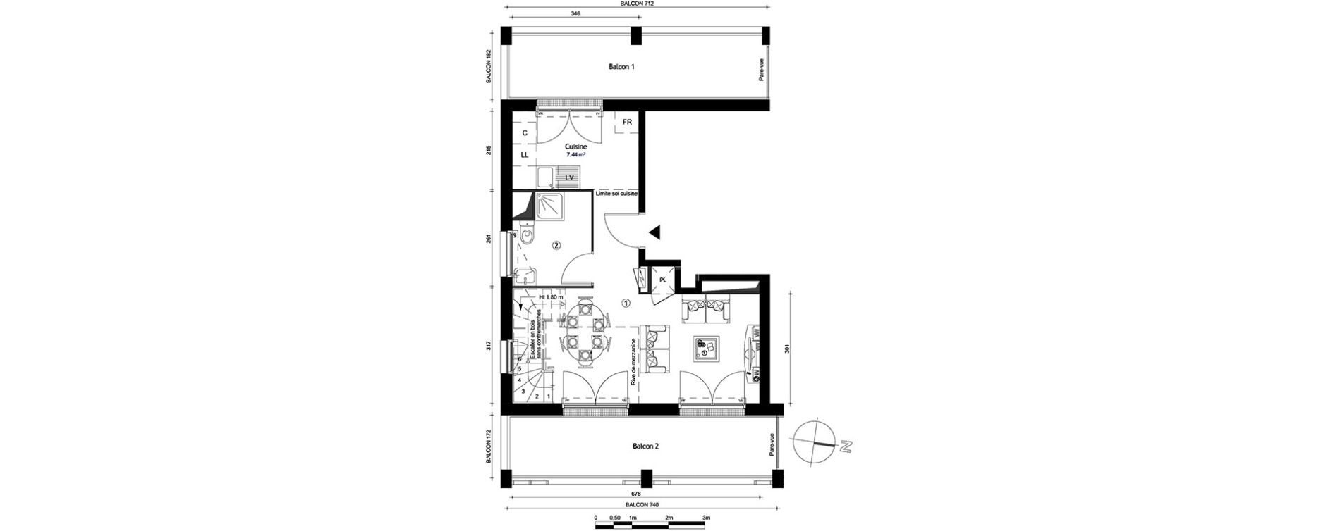 Duplex T3 de 64,20 m2 &agrave; Louvres Gare