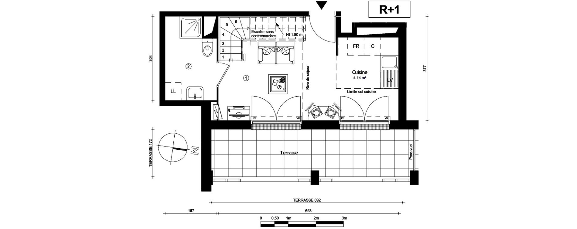 Appartement T2 de 37,20 m2 &agrave; Louvres Gare