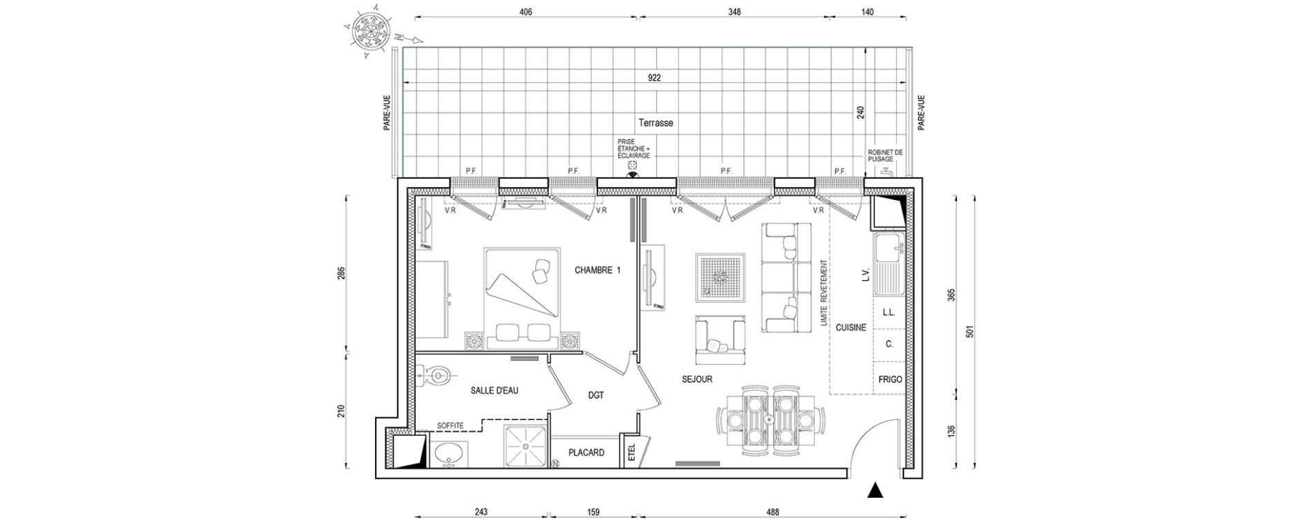Appartement T2 de 43,40 m2 &agrave; Louvres Gare