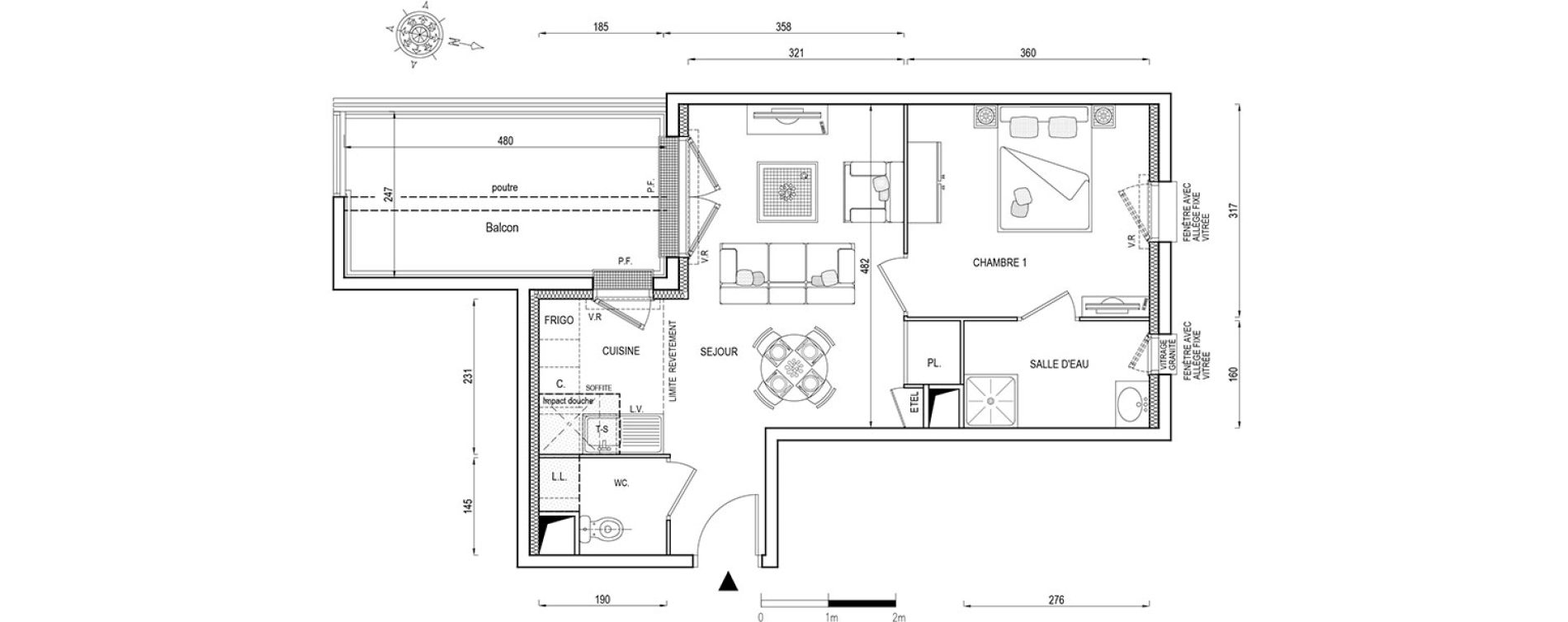 Appartement T2 de 41,80 m2 &agrave; Louvres Gare