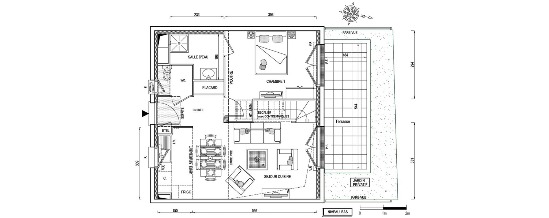 Duplex T4 de 76,80 m2 &agrave; Louvres Gare