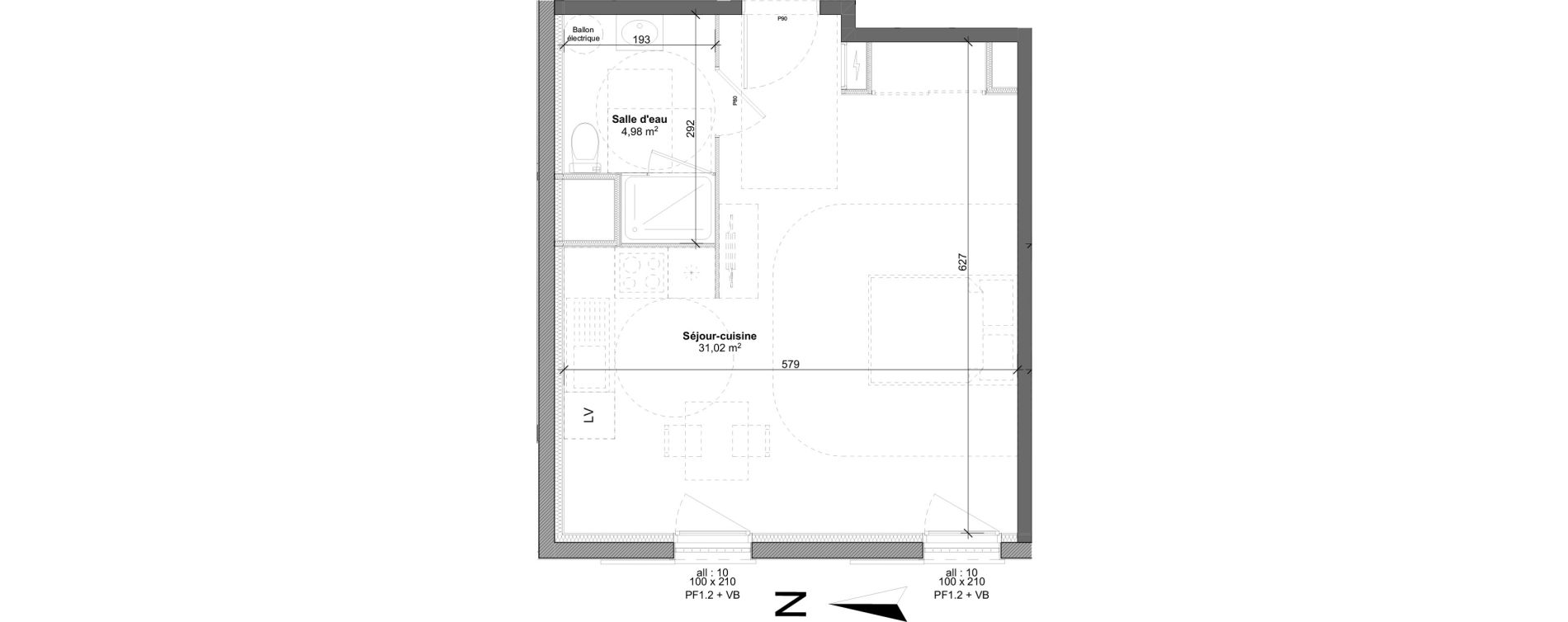 Appartement T1 de 36,00 m2 &agrave; Marly-La-Ville Centre