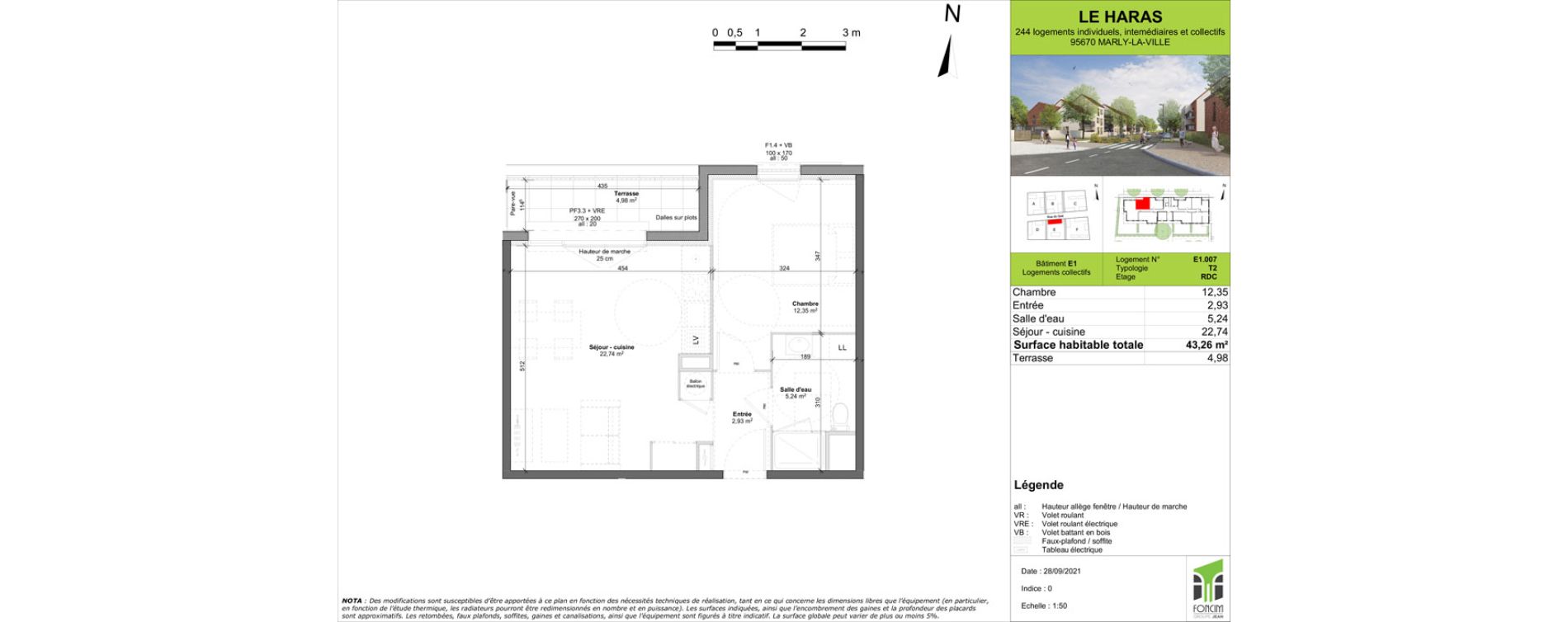 Appartement T2 de 43,26 m2 &agrave; Marly-La-Ville Centre