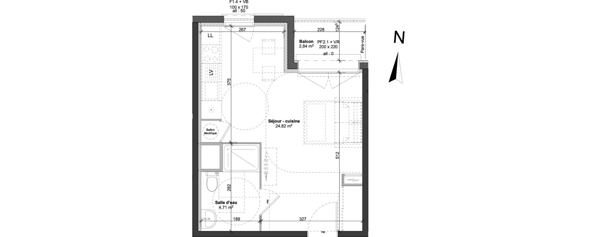 Appartement T1 de 29,53 m2 &agrave; Marly-La-Ville Centre