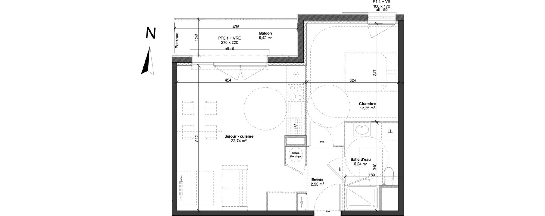 Appartement T2 de 43,26 m2 &agrave; Marly-La-Ville Centre