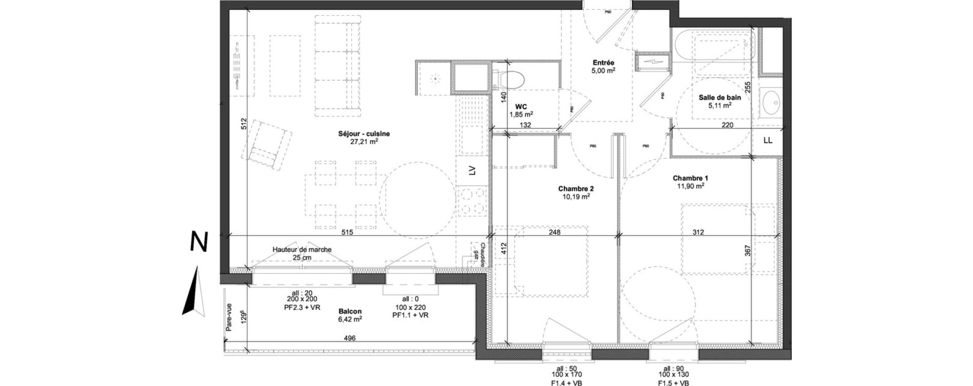 Appartement T3 de 61,26 m2 &agrave; Marly-La-Ville Centre